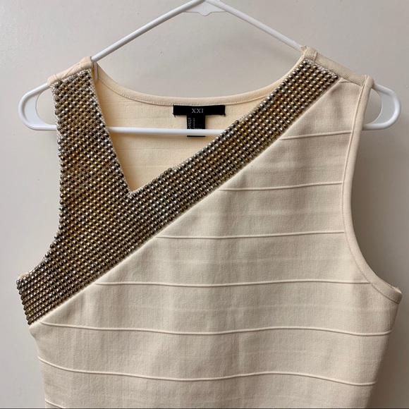 Forever 21 white & gold bodycon dress - Picture 3 of 6